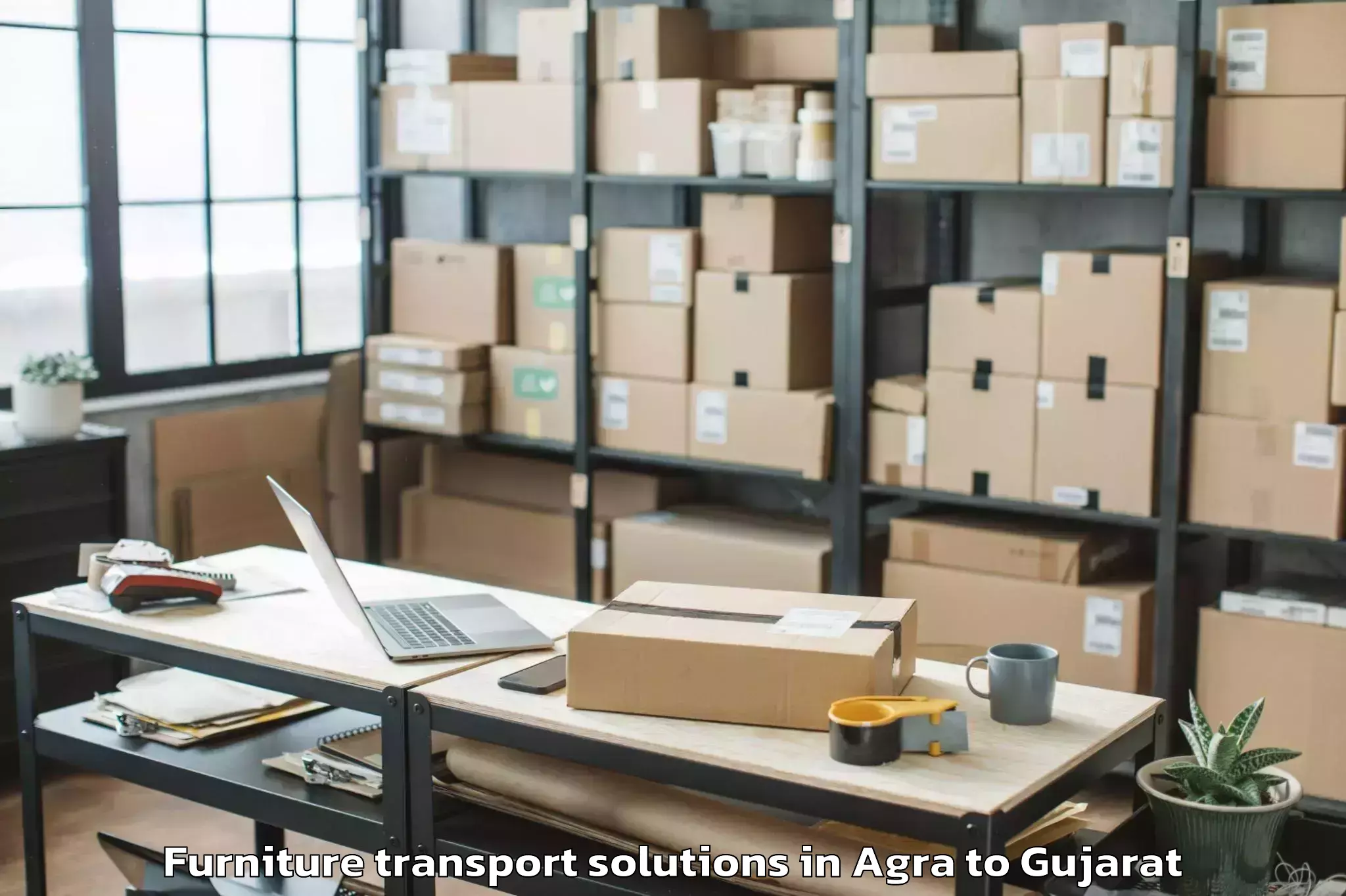 Reliable Agra to Santrampur Furniture Transport Solutions